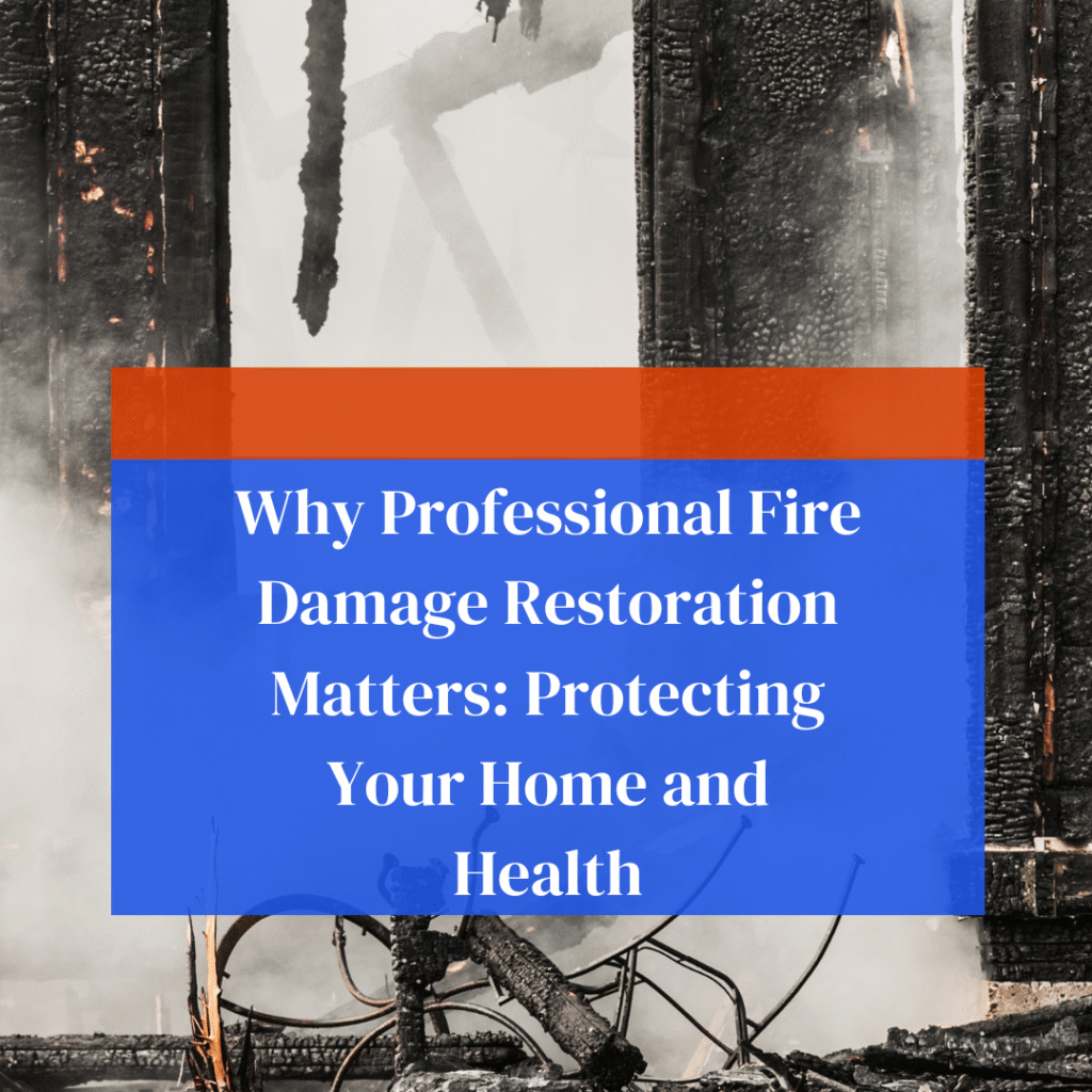 Professional fire damage restoration specialist cleaning smoke-damaged walls to protect home safety and indoor air quality.
