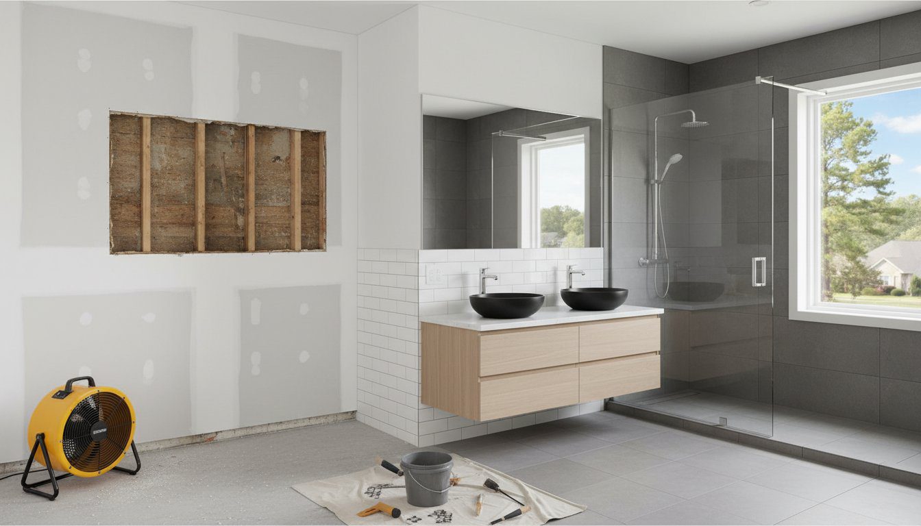 Reconstruction Contractor Metro Atlanta | Full Rebuilds 3 Bathroom tile and trim matching during a Metro Atlanta reconstruction rebuild