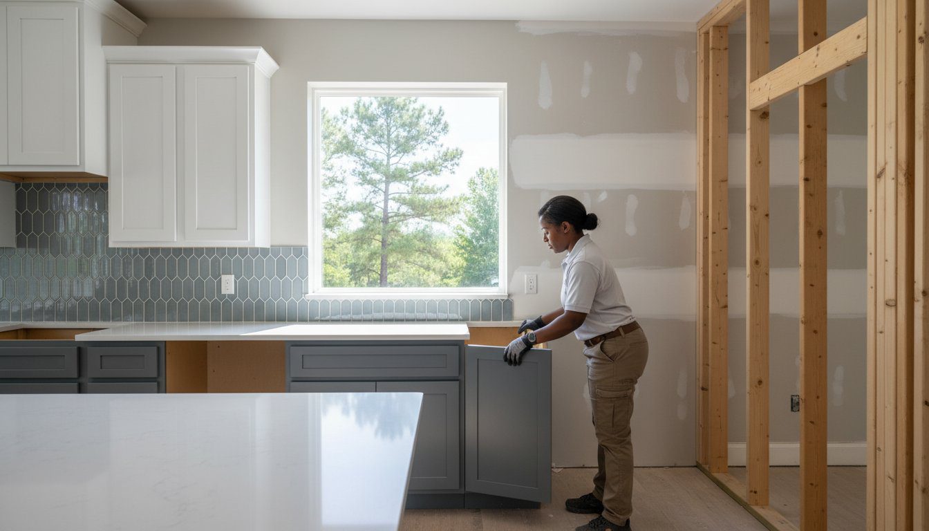 Reconstruction Contractor Metro Atlanta | Full Rebuilds 2 Kitchen framing and cabinetry rebuild during a Metro Atlanta reconstruction project