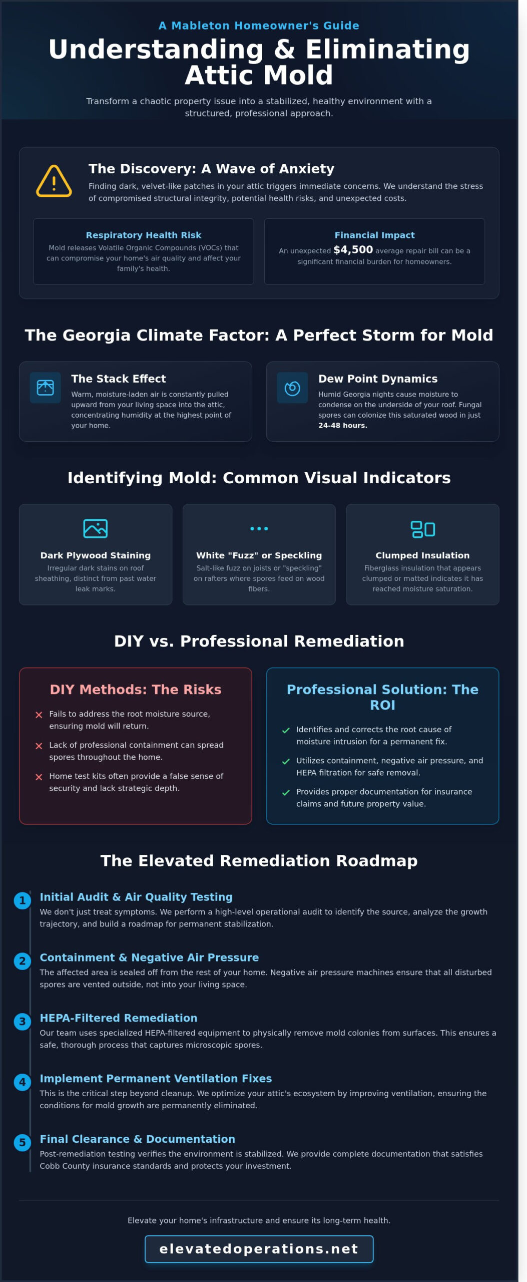 Mold in Attic: The Mableton Homeowner’s Guide to Professional Remediation (2026) - Infographic