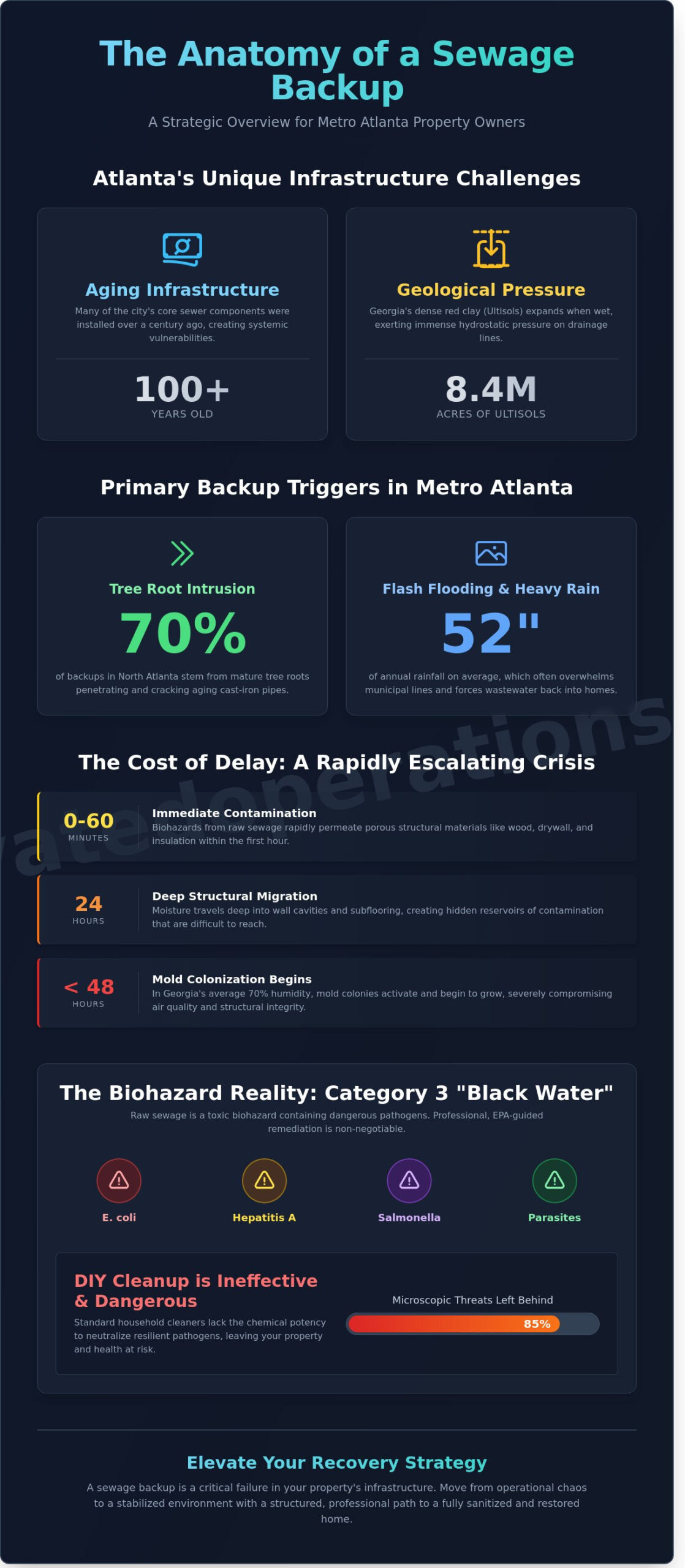 Sewage Cleanup Atlanta: Professional Biohazard Remediation & Restoration - Infographic