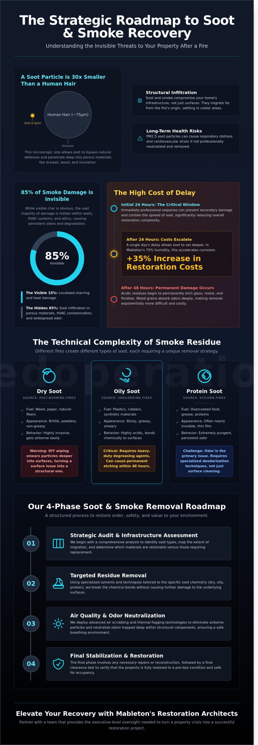 Soot and Smoke Removal Services in Mableton & Marietta: A Strategic Restoration Roadmap - Infographic