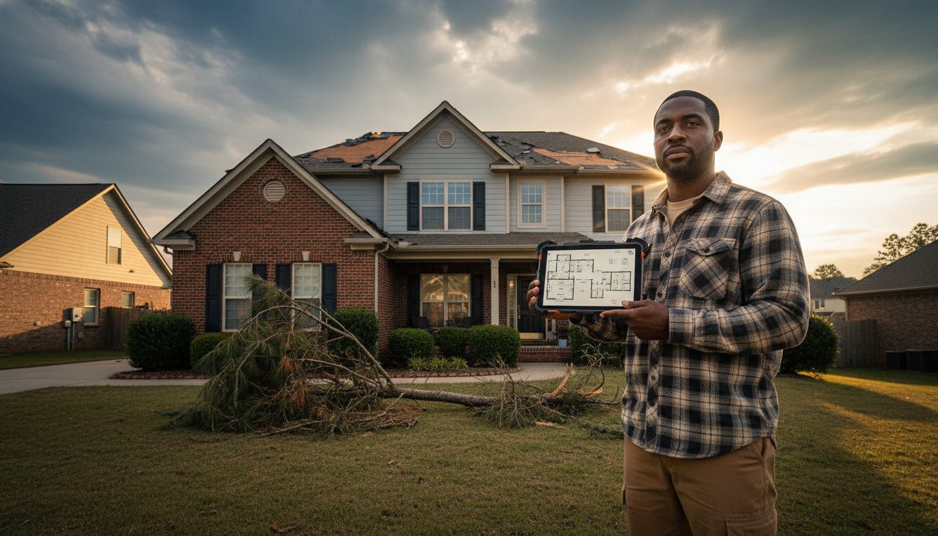 Storm recovery work underway on a Metro Atlanta property