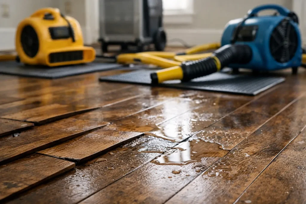 Hardwood Floor Drying After Water Damage